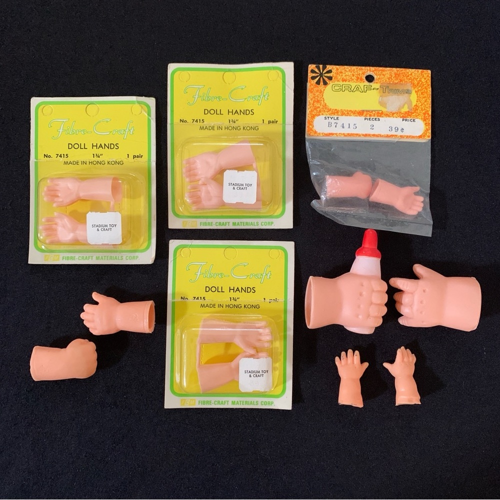 Vintage Lot Plastic Vinyl Rubber Baby Doll Chubby Hands Arms Sets Bottle MCM NIP
